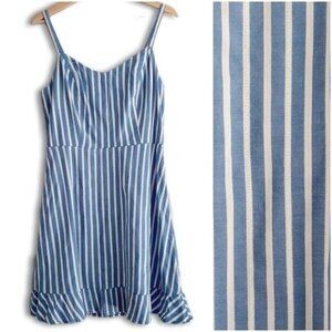 OLD NAVY Cami Fit & Flare Dobby-Stripe Ruffle-Hem Dress Sz M Flawed